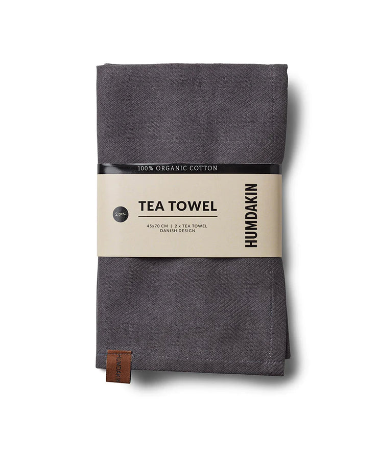 Humdakin Organic Tea Towel, 2 pack - Dark Ash