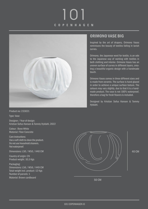Orimono Vase, Big - Bone White - 101 CPH