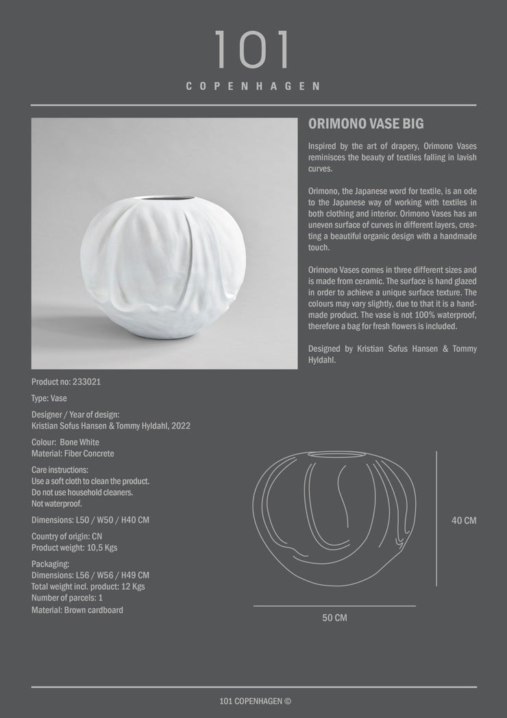 Orimono Vase, Big - Bone White - 101 CPH