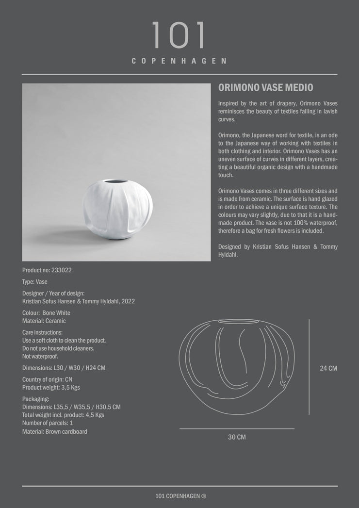 Orimono Vase, Medio - Bone White - 101 CPH