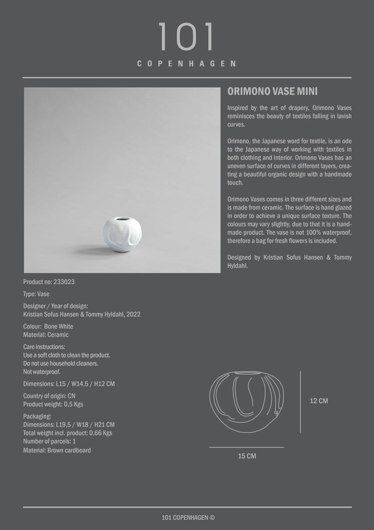 Orimono Vase, Mini - Bone White - 101 CPH