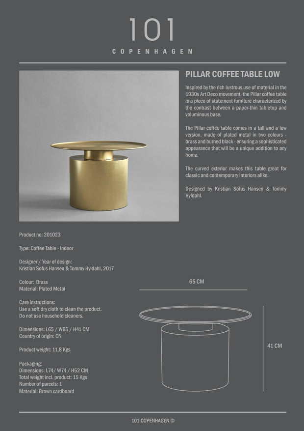 Pillar Table, Low - Brass - 101 CPH