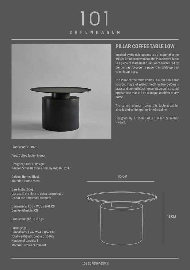 Pillar Table,  Low - Burned Black - 101 CPH