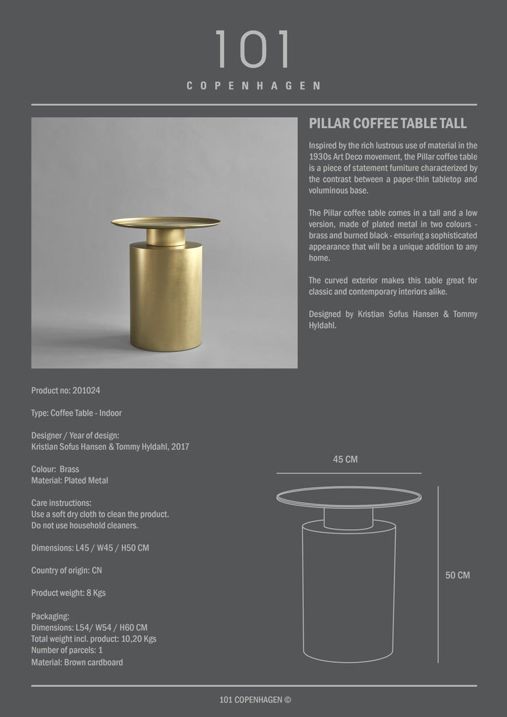 Pillar Table, Tall - Brass - 101 CPH