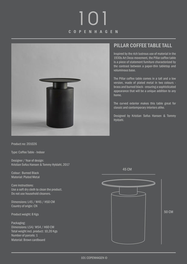 Pillar Table, Tall - Burned Black - 101 CPH