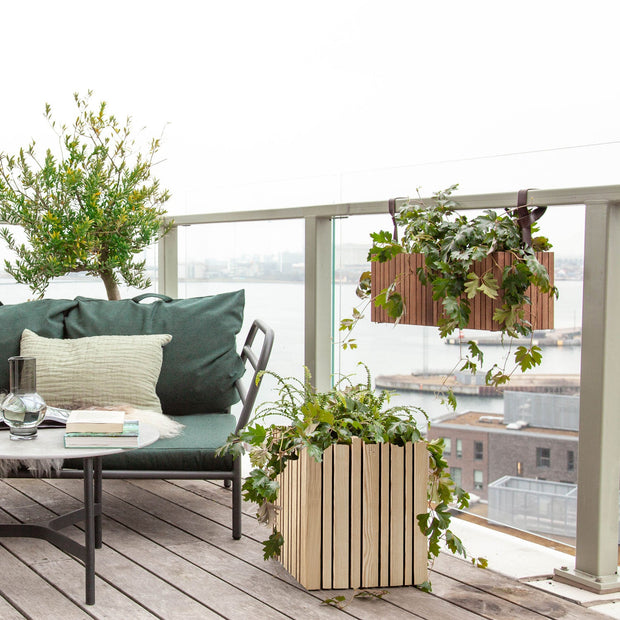 Squarely GrowMORE Self-Watering Planter, Natural Ash