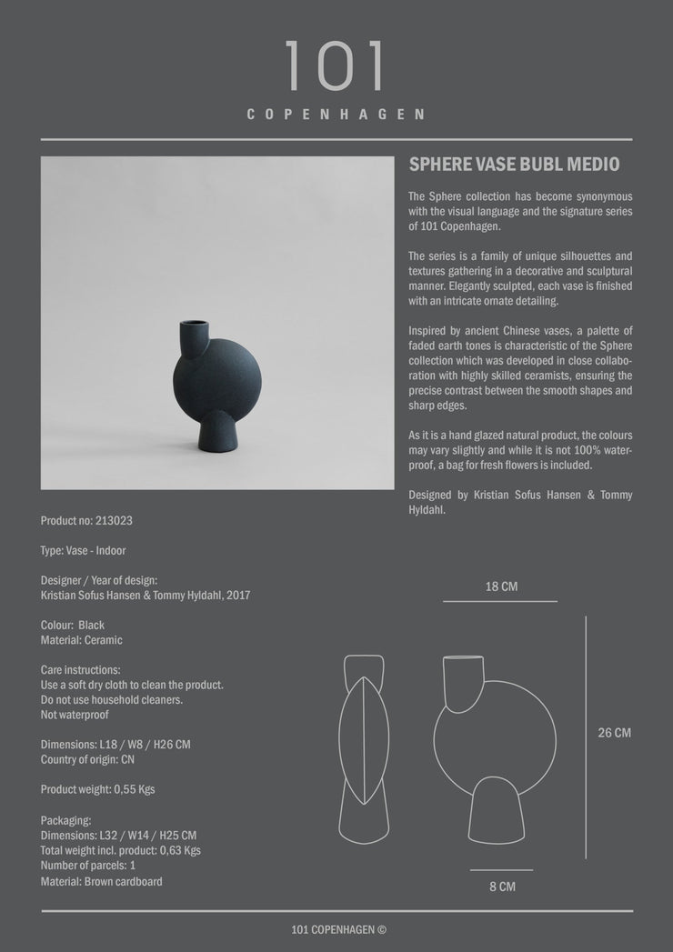 Sphere Vase Bubl, Medio - Black - 101 CPH