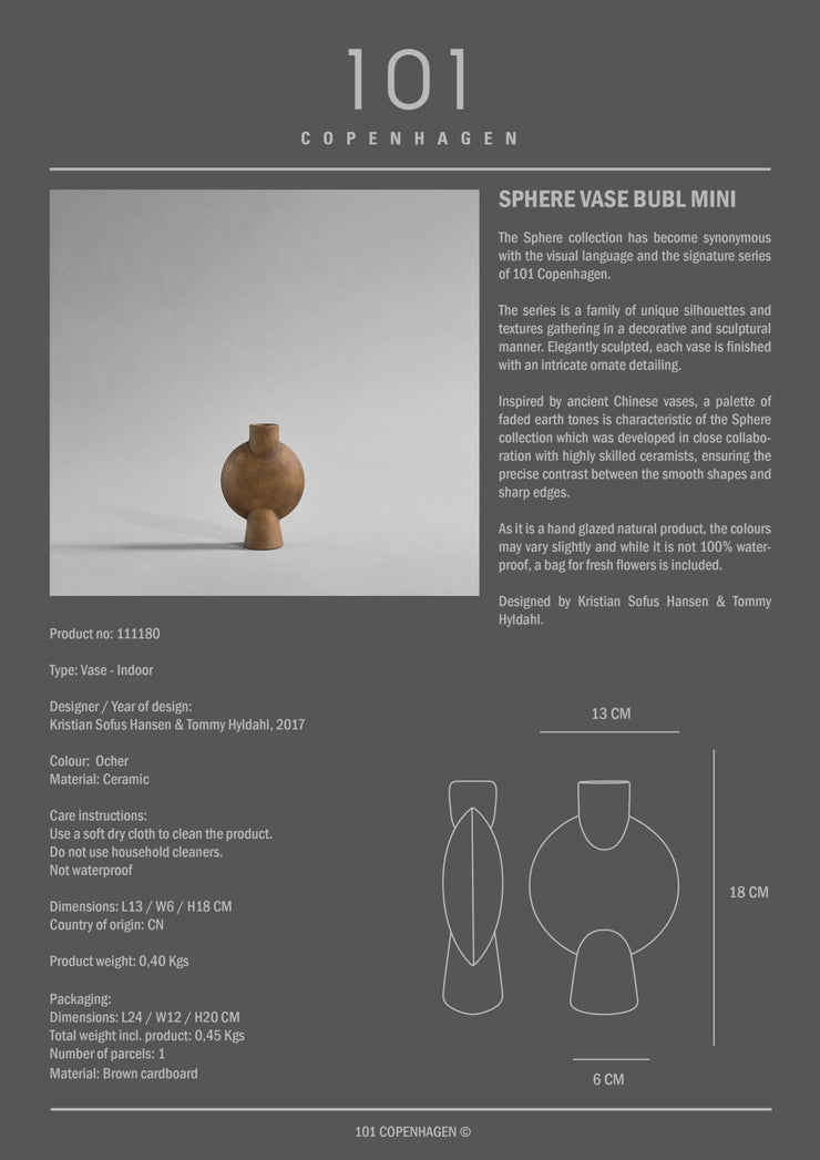 Sphere Vase Bubl, Mini - Ocher - 101 CPH