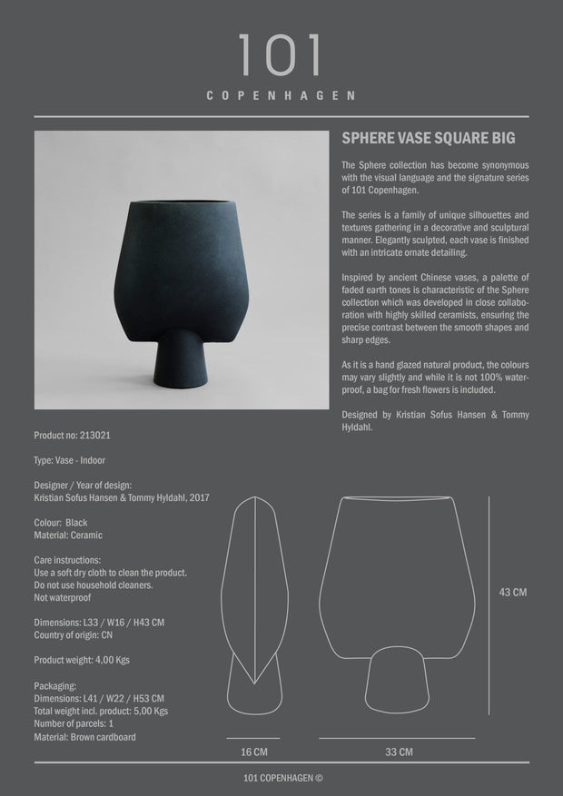 Sphere Vase Square, Big - Black - 101 CPH