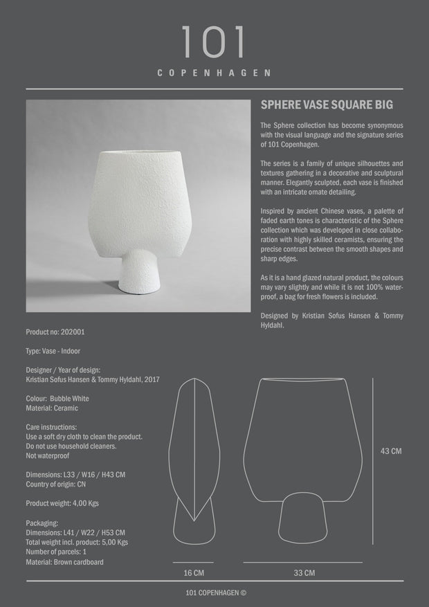 Sphere Vase Square, Big - Bubble White - 101 CPH