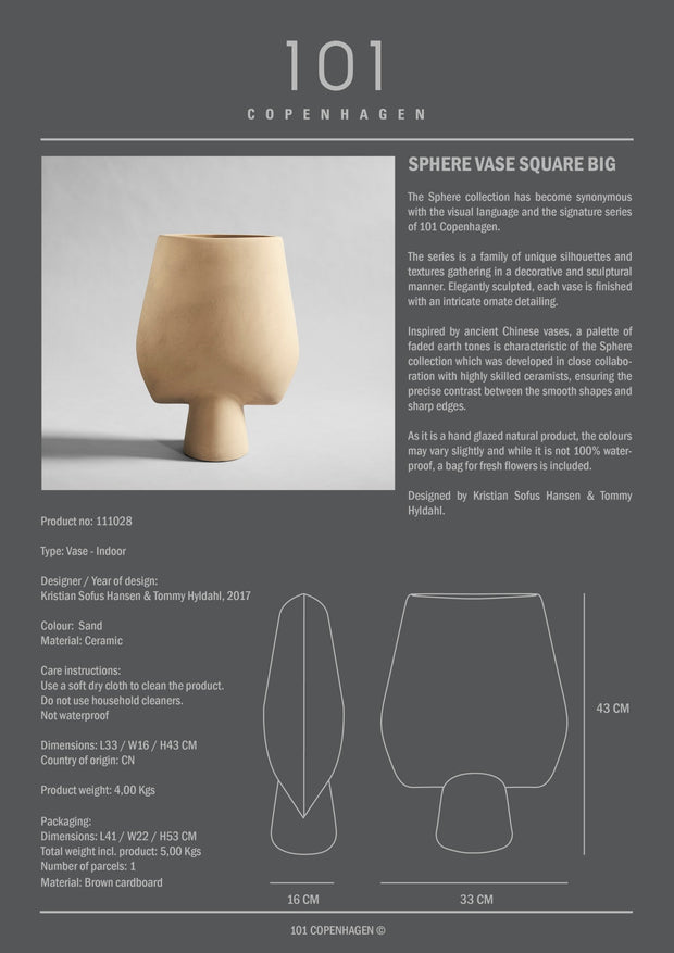 Sphere Vase Square, Big - Sand - 101 CPH