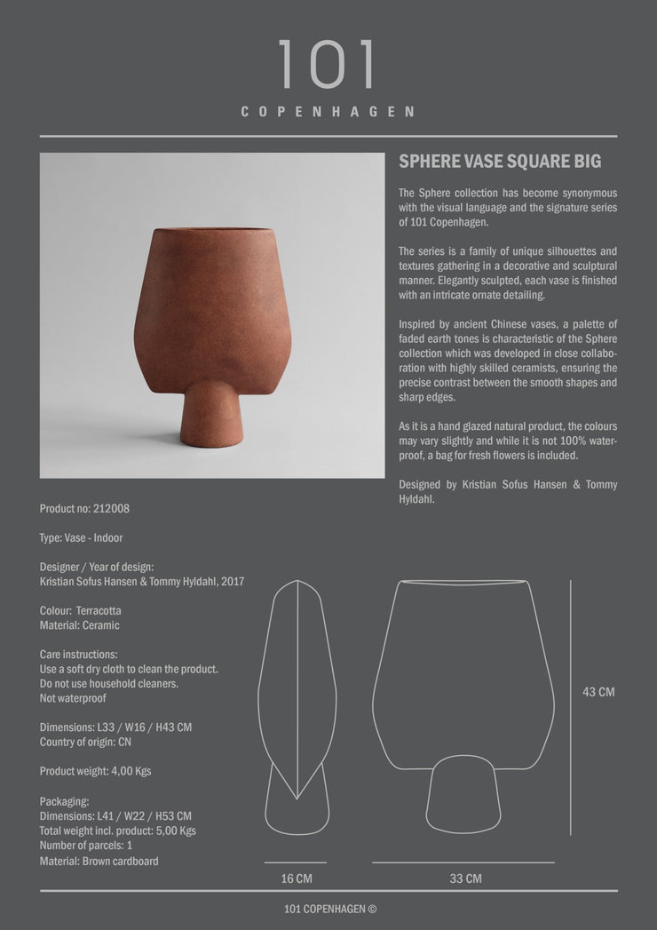 Sphere Vase Square, Big - Terracotta - 101 CPH