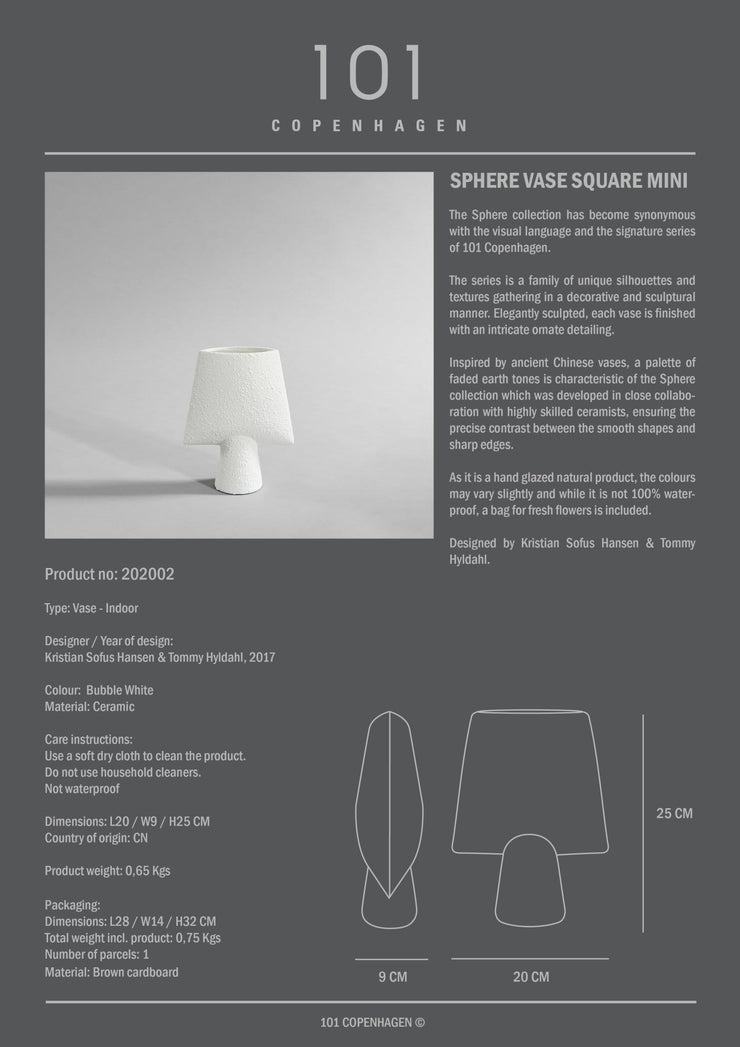 Sphere Vase Square, Mini - Bubble White - 101 CPH