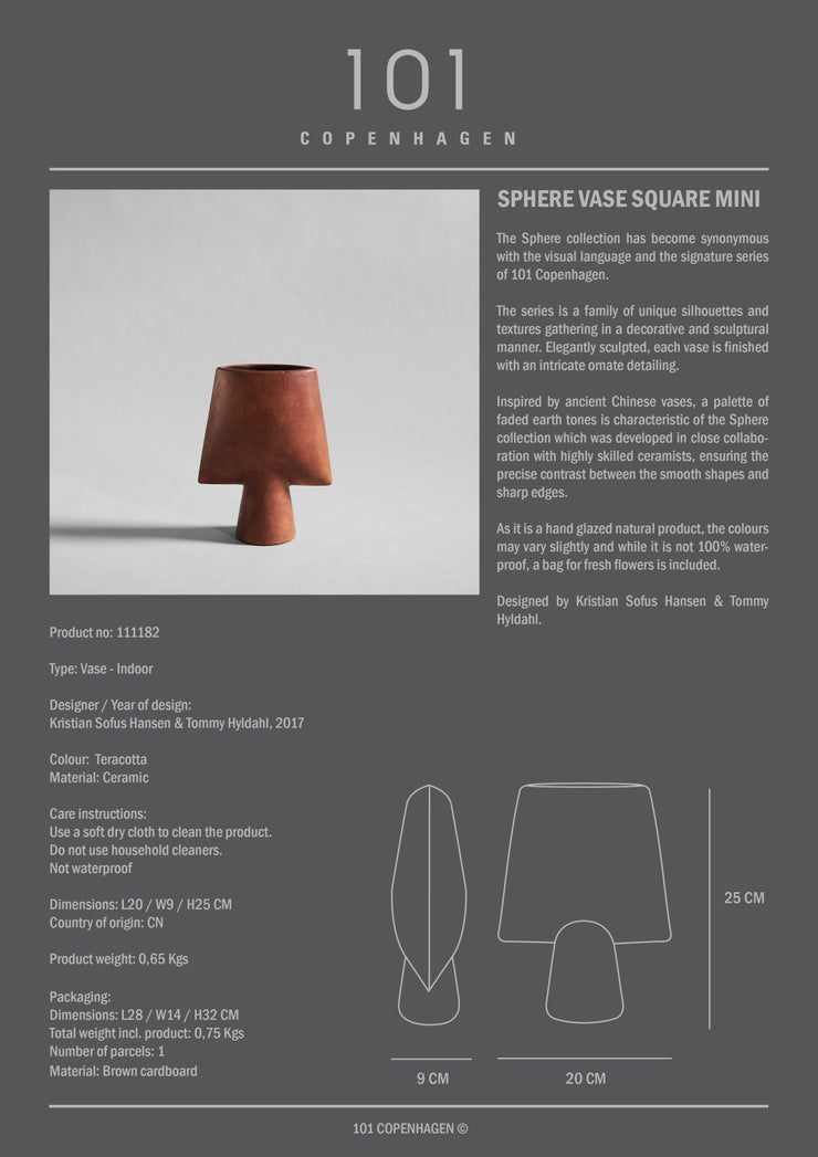 Sphere Vase Square, Mini - Terracotta - 101 CPH