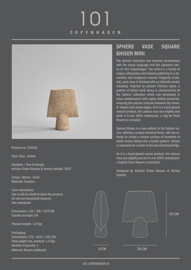 Sphere Vase Square Shisen, Mini - Sand - 101 CPH