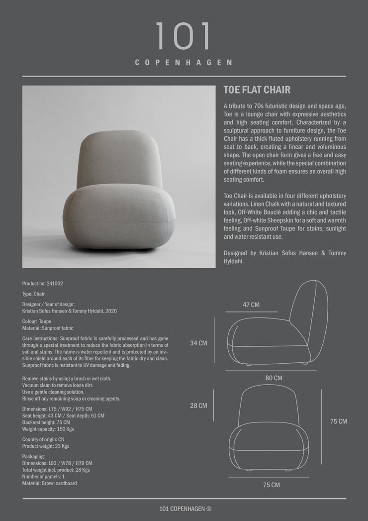 Toe Chair, Flat - Taupe (Pallazo 163) - 101 Copenhagen