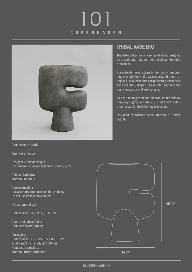 Tribal Vase, Big - Dark Grey - 101 CPH