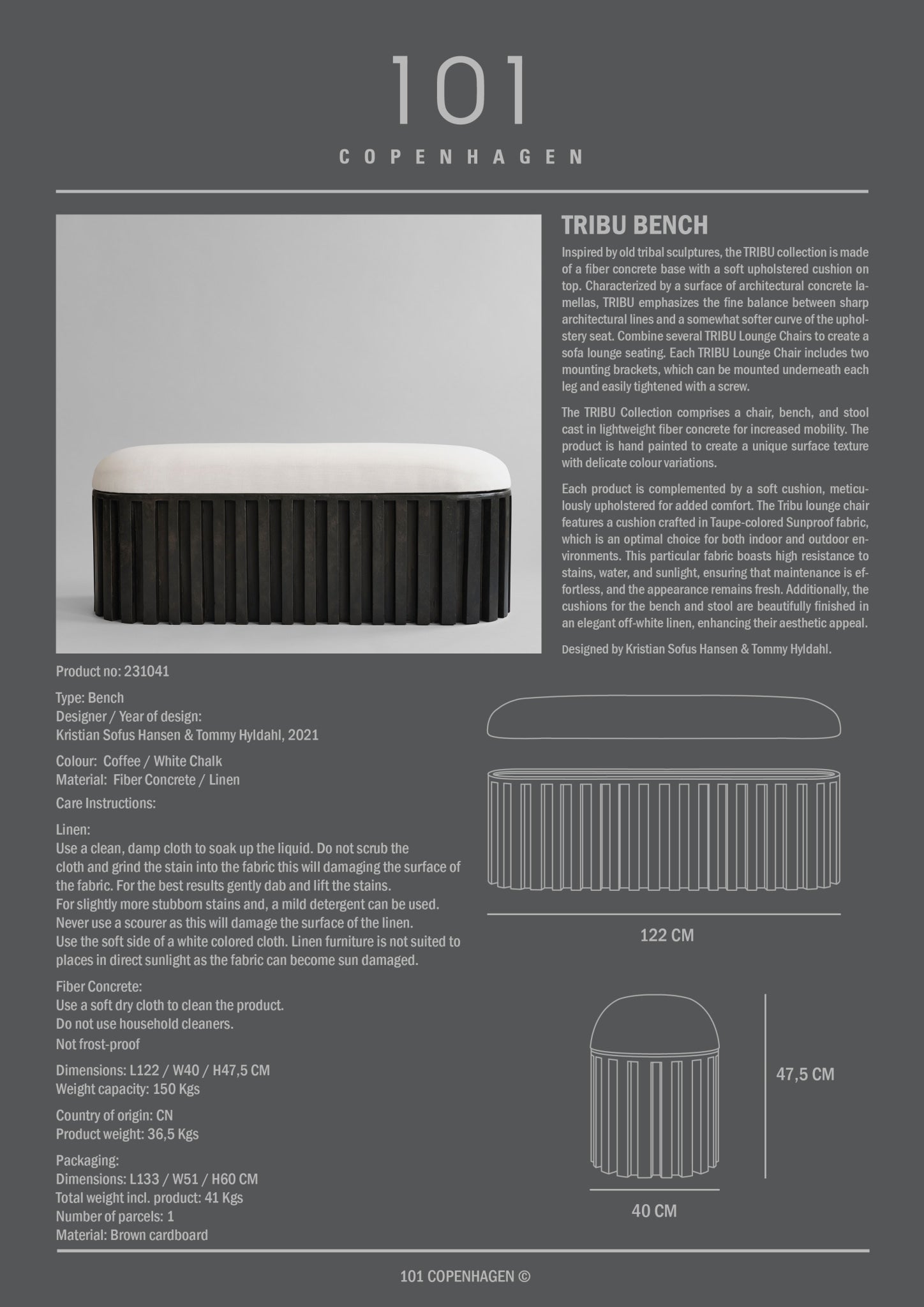 Tribu Bench - Coffee - 101 CPH