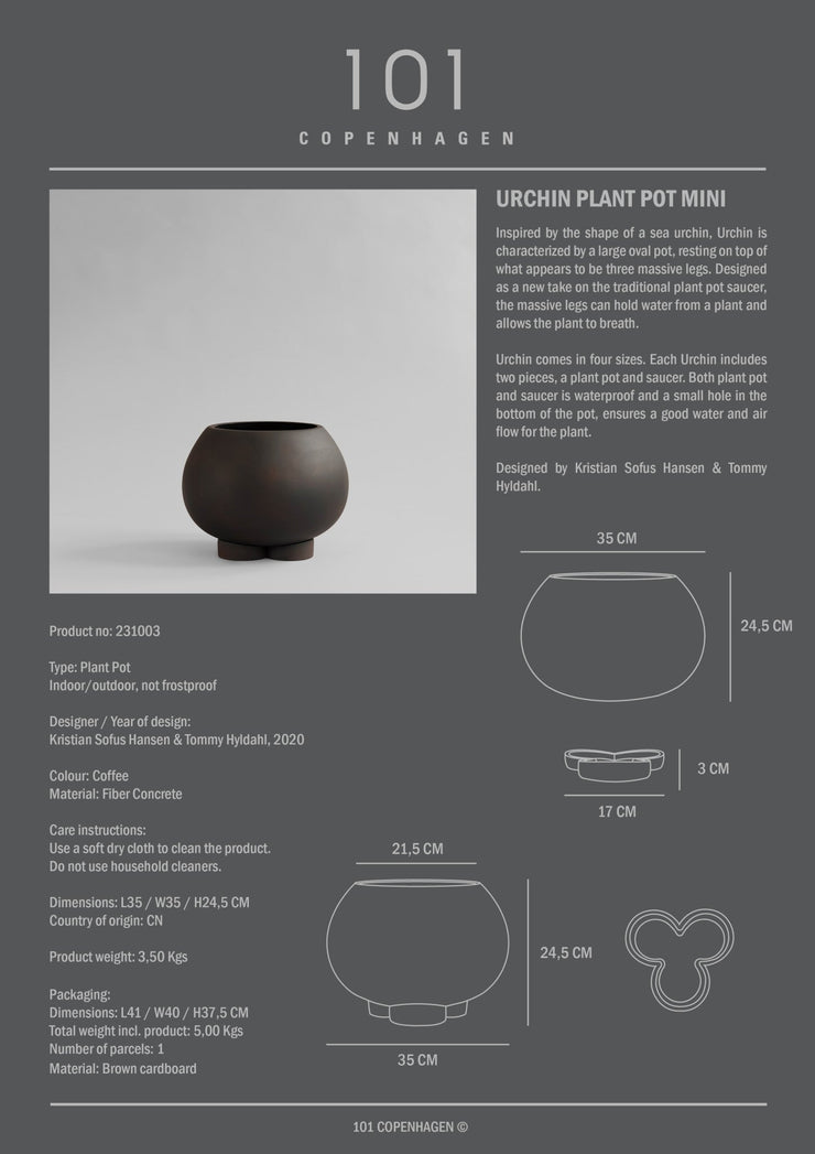 Urchin Plant Pot, Mini - Coffee - 101 CPH