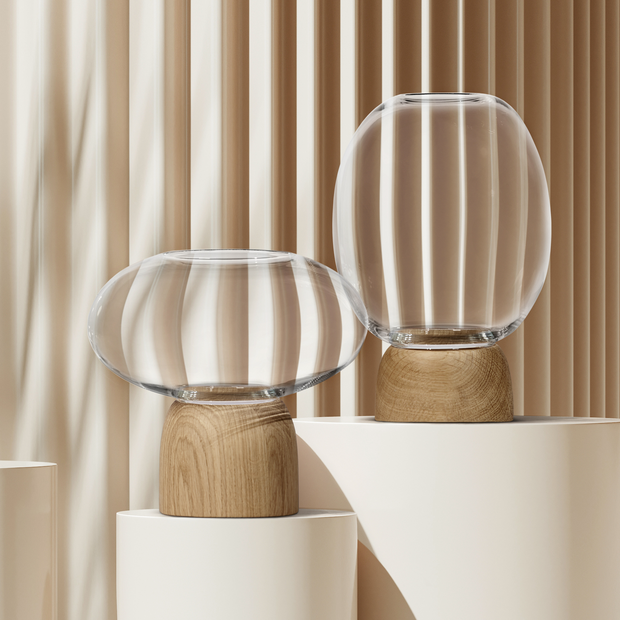 ChiCura Porcini Vase - Oak/Clear Glass 8.6"