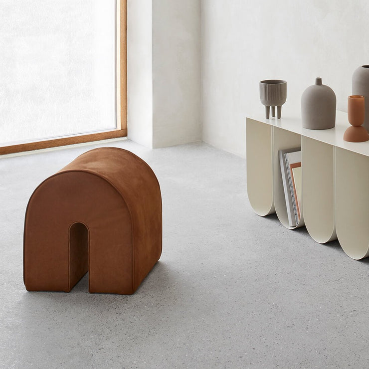 Sustainable and durable pouf in high quality leather from kristina dam studio
