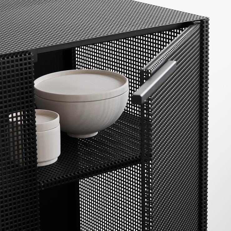 cabinet for china dishes black perforated steel kristina dam studio