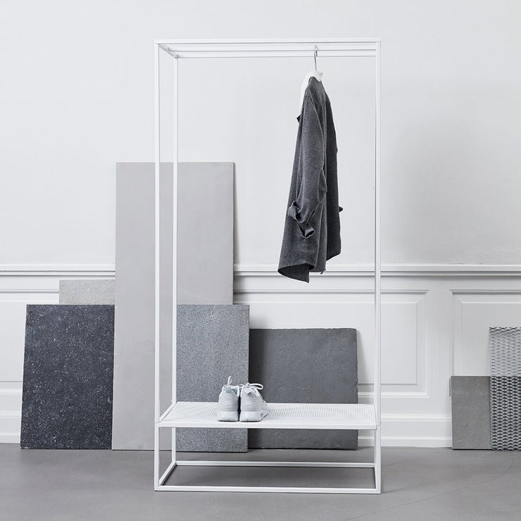 white steel clothes rack clothes stand with shoe shelf kristina dam studio